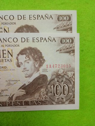 Pareja 2 Billetes 100 Pesetas España 1965