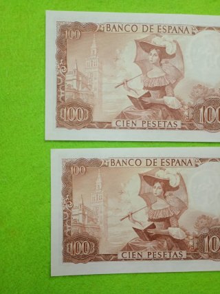 Pareja 2 Billetes 100 Pesetas España 1965