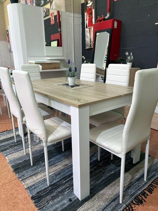 MESA COMEDOR SH + 6 SILLAS POLIPIEL