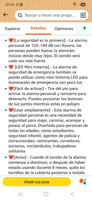 Alarma personal de emergencia nuevo precintado