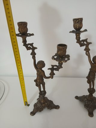 Coppia Candelabri Vintage Ottone 2 Fiamme