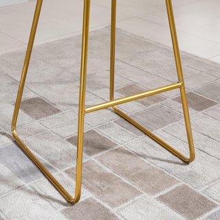 Set de 2 Taburetes Altos de Bar, Taburetes de Cocina con Respaldo y Reposapiés para Sala de Estar o Cocina Estilo Moderno, Cojín de Terciopelo y Estructura de Metal, 52.5X47X97Cm, Negro y Oro