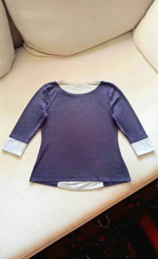 Top finto due pezzi Y2K viola/ bianco Vintage 3/4