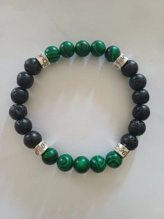 Pulsera Lava Volcanica y Malaquita
