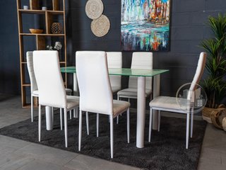 Conjunto de mesa con 6 sillas blanco