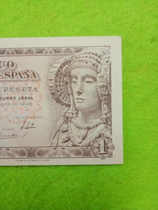 Billete 1 Peseta Banco  España 1948 dama de elche
