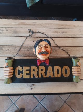 CARTEL CERRADO ABIERTO DOBLE CARA VINTAGE