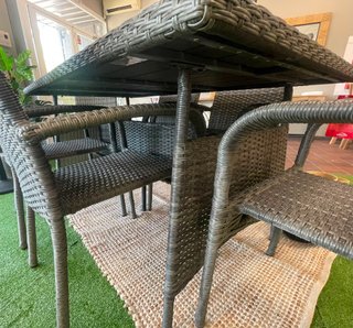 Conjunto Mesa y Sillas Terraza Mimbre