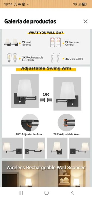 Aplique de pared moderno negro y blanco nuevo prec