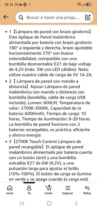 Aplique de pared moderno negro y blanco nuevo prec