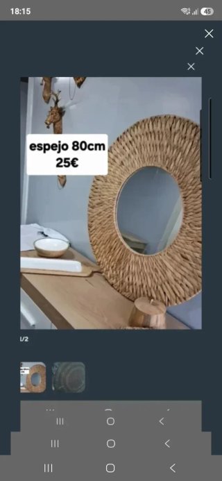 Espejo redondo mimbre 80cm