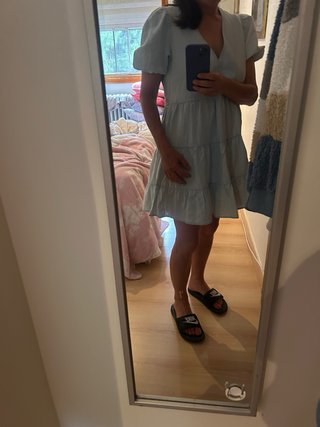 Vestido Zara azul celeste volantes