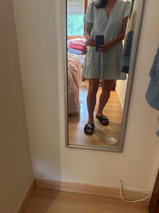 Vestido Zara azul celeste volantes