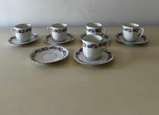 Set di 5 tazze antiche numerate in porcellana fine