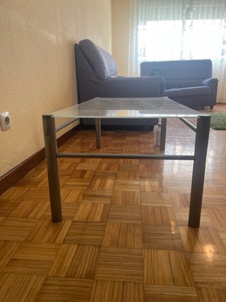 Mesa de centro cristal y metal