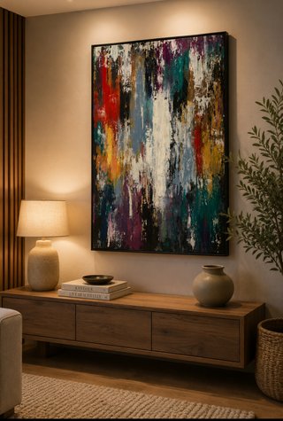 Cuadro Lienzo Abstracto Pintado a Mano 60x90cm
