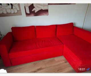 Sofá Cama Rojo Tela con arcón