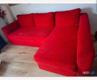 Sofá Cama Rojo Tela con arcón