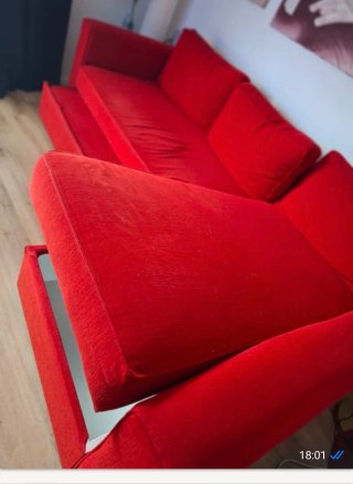 Sofá Cama Rojo Tela con arcón