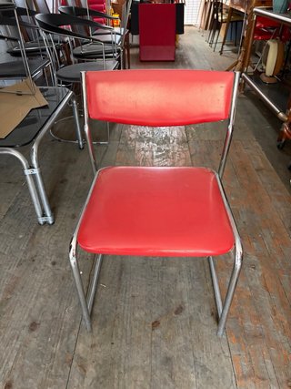 Silla Diseño Space Age Roja Metálica