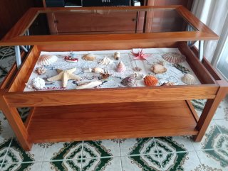 Mesa centro elevable con cristal