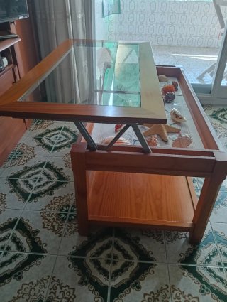 Mesa centro elevable con cristal