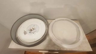 Lámpara LED Techo Tela Gris/Blanca