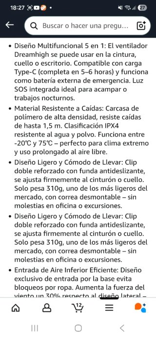 Ventilador de cintura portátil nuevo precintado