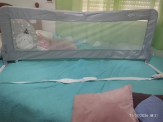 Barrera de Cama Infantil Gris 150 cm