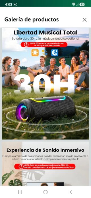 Altavoz Bluetooth 30W nuevo precintado