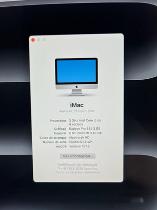 PC APPLE IMAC 21,5” COMO NUEVO