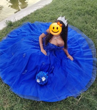 Vestido 15 Años Azul Brillante