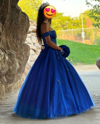 Vestido 15 Años Azul Brillante