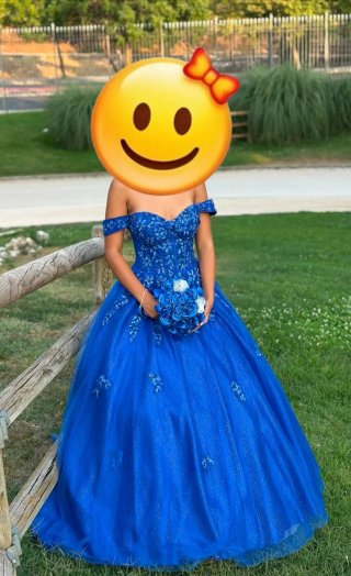 Vestido 15 Años Azul Brillante