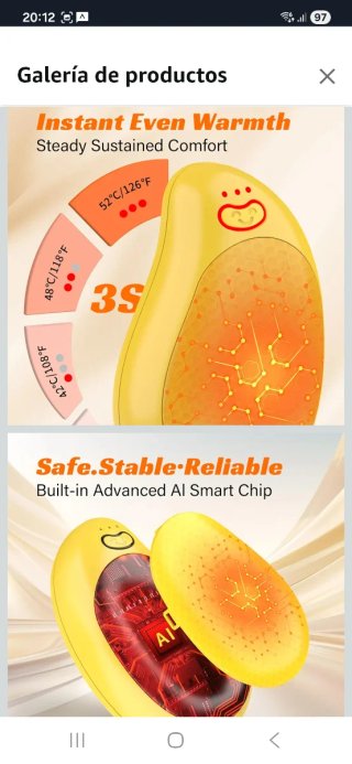 Calentador de manos Fandliss Mango Amarillo nuevo