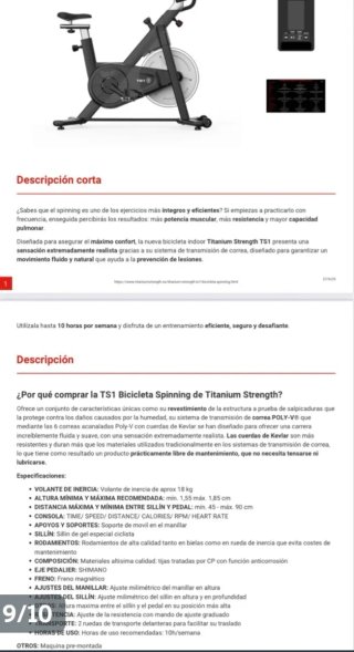 Bicicleta spining Titanium Strength magnetica