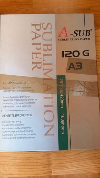 Papel Sublimación A3 A-SUB 120g 100 hojas