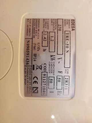 Calentador agua termo eléctrico 50L