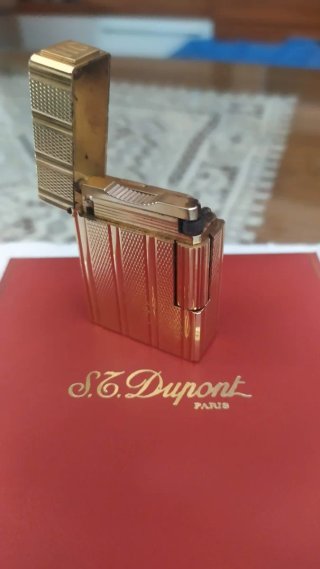 Mechero clásico Dupont Chapado en Oro