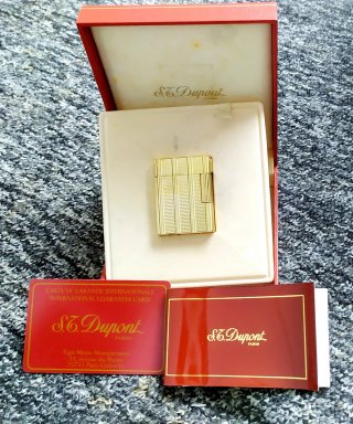 Mechero clásico Dupont Chapado en Oro