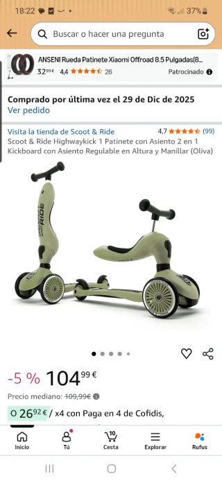 Patinete Scoot and Ride Highwaykick NUEVO