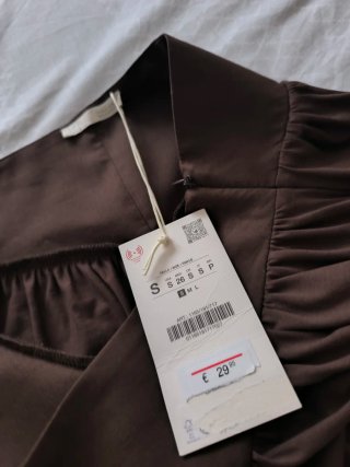 Falda Larga Zara Marrón T-S Nueva