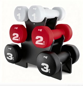 Set Mancuernas Hop Sport 1kg, 2kg, 3kg con Soporte