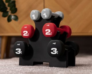 Set Mancuernas Hop Sport 1kg, 2kg, 3kg con Soporte