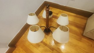 Lámpara de techo forja y madera