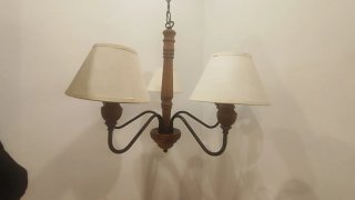 Lámpara de techo forja y madera
