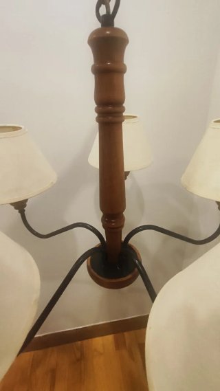 Lámpara de techo forja y madera