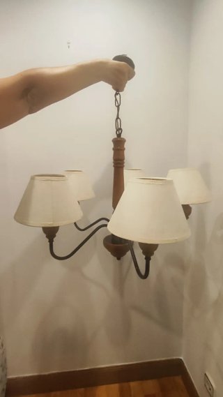 Lámpara de techo forja y madera