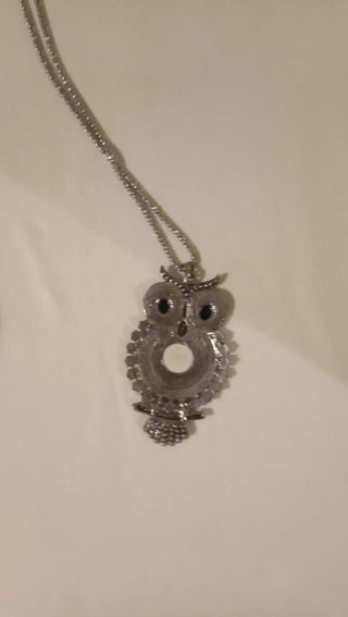 Colgante búho turquesa y plateado
