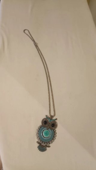 Colgante búho turquesa y plateado